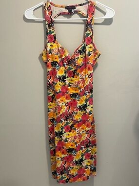 Floral Sleeveless Bodycon Dress in Multi-Color